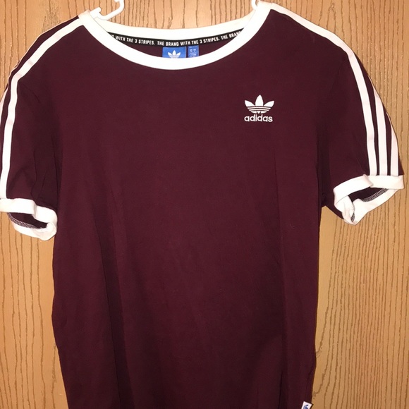 burgundy adidas top womens